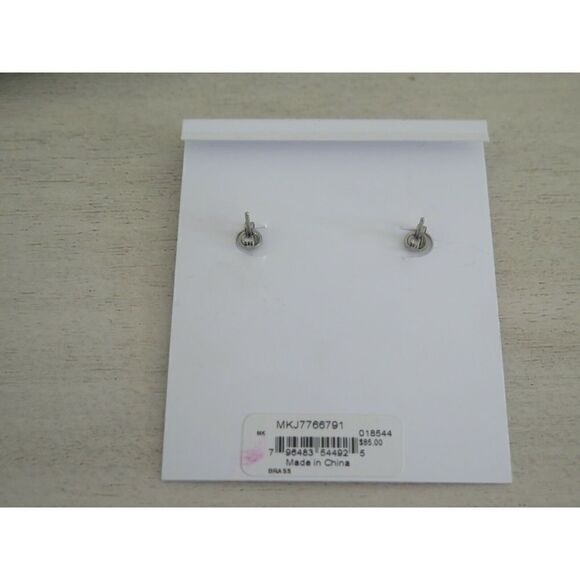 Michael Kors MKJ7764710 Monogram Mop Stud Earrings Gold Crystals MK Logo - Picture 7 of 7
